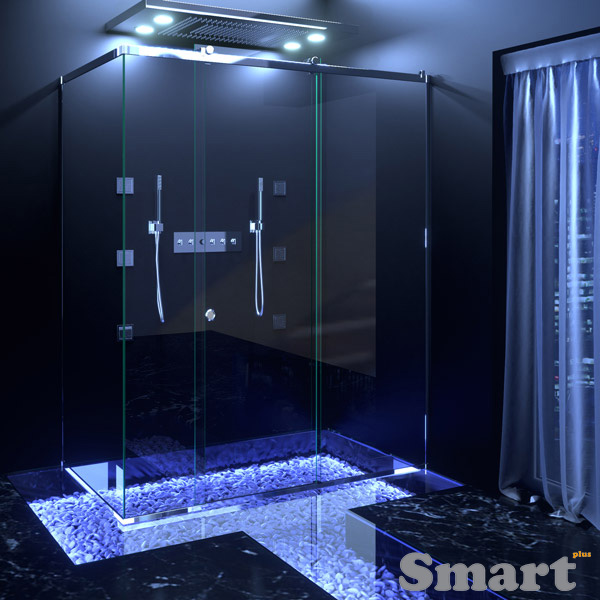 Μονόφυλλη συρόμενη γωνιακή με τρία σταθερά